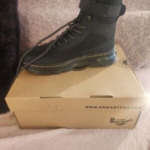 Dr. Martens Black Lace-Up Boots with Yellow Stitching